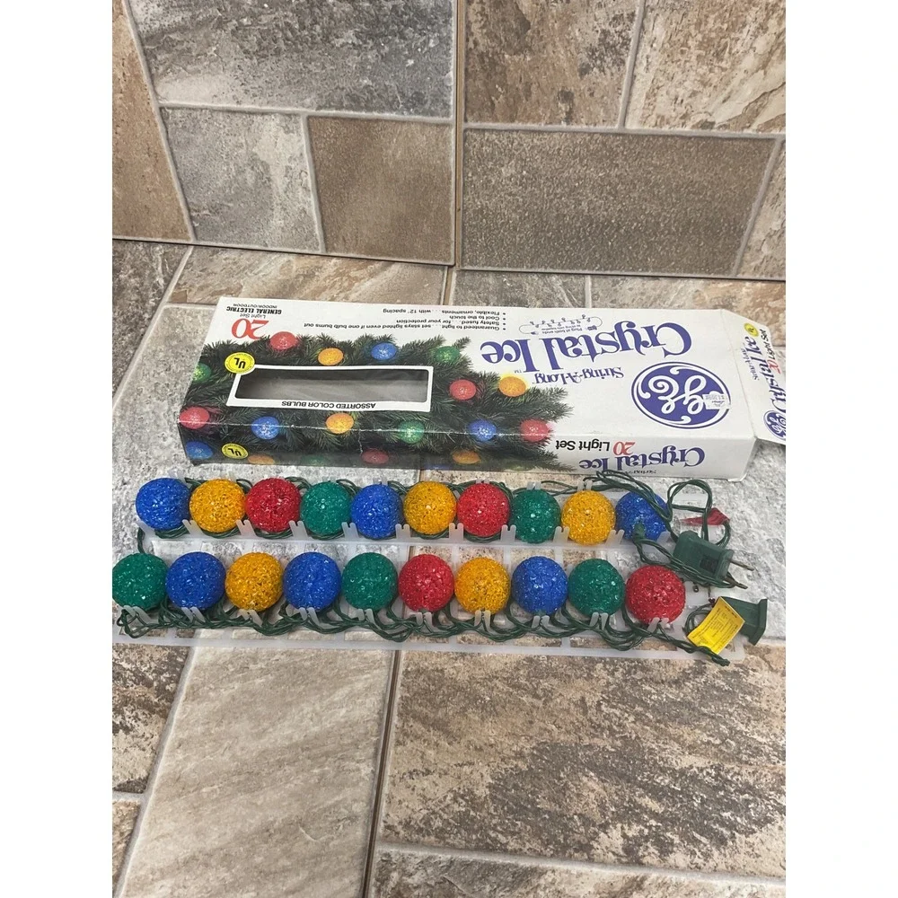 GE String-A-Long Crystal Ice 20 Light Set Vintage Multi Color Indoor Outdoor